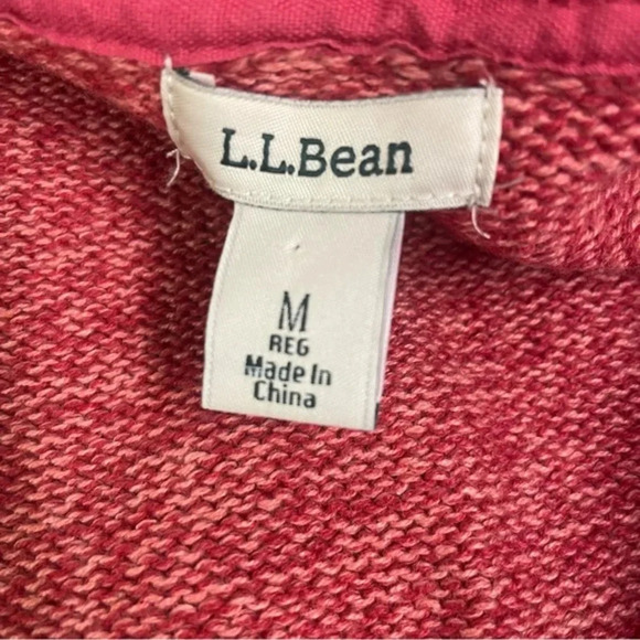 L.L Bean Cotton Cable-knit Button Cardigan Sweater Coral Medium - Picture 5 of 9